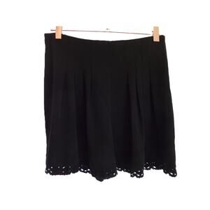 Zara Black Pleated Dress Shorts with Crochet Hem S